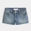 Low-Rise Light Wash Denim Shortie Shorts
