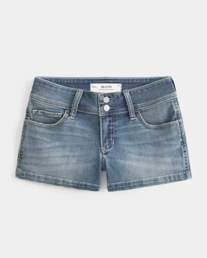 Low-Rise Light Wash Denim Shortie Shorts