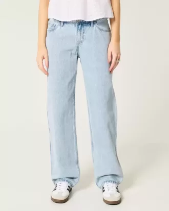 Low-Rise Light Wash Loose Jeans