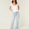 Low-Rise Light Wash Relaxed Straight Jeans