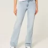 Low-Rise Light Wash Relaxed Straight Jeans