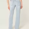 Low-Rise Light Wash Relaxed Straight Jeans