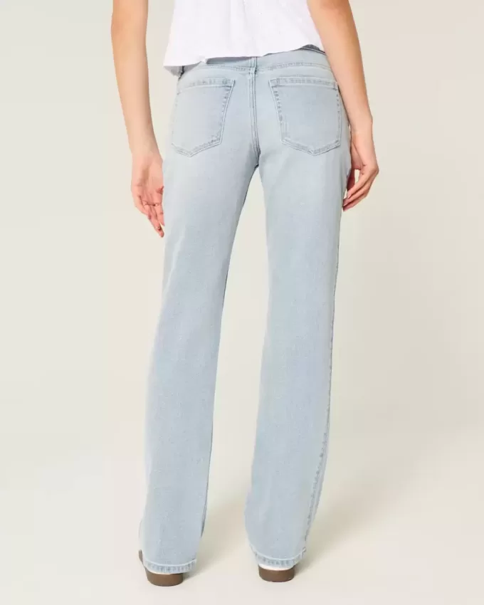 Low-Rise Light Wash Relaxed Straight Jeans