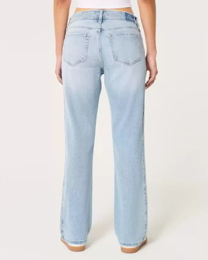 Low-Rise Light Wash Relaxed Straight Jeans