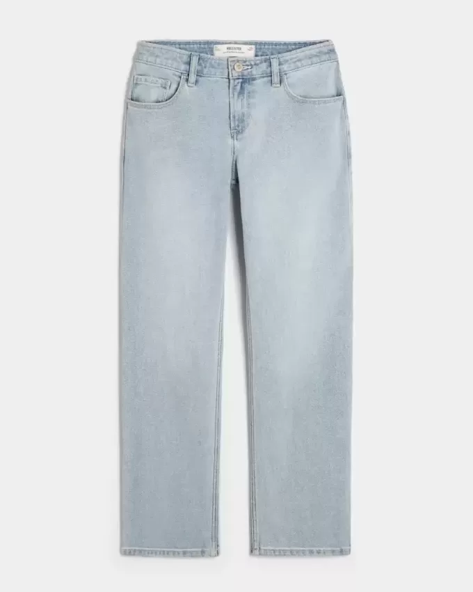 Low-Rise Light Wash Relaxed Straight Jeans