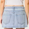 Low-Rise Light Wash Shoelace Denim Mini Skort