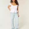 Low-Rise Light Wash Star Embroidery Baggy Jeans