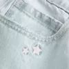 Low-Rise Light Wash Star Embroidery Baggy Jeans