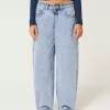 Low-Rise Light Wash Tapered Baggy Jeans