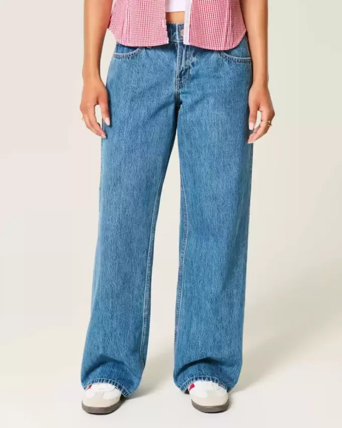 Low-Rise Medium Wash Baggy Jeans