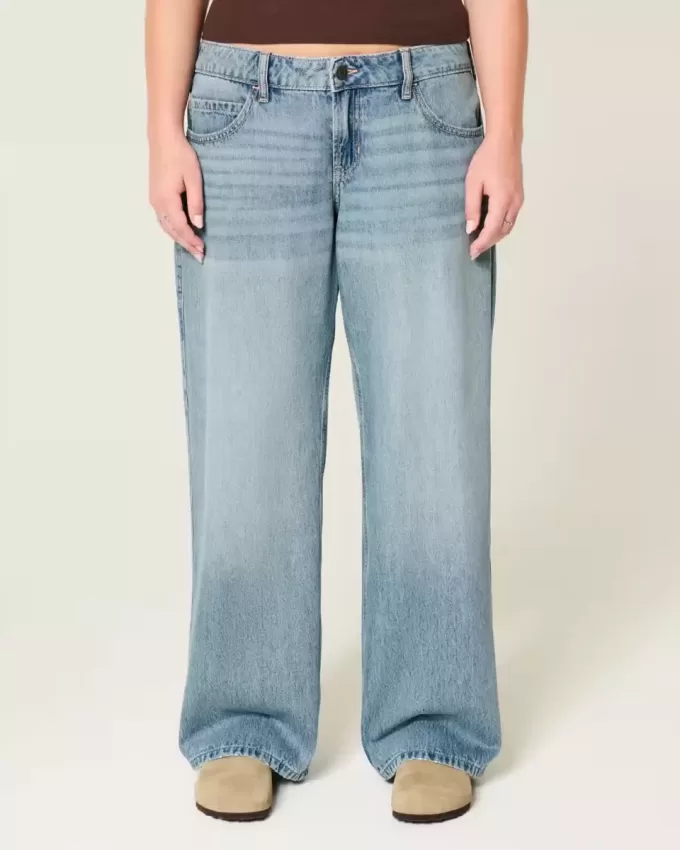 Low-Rise Medium Wash Baggy Jeans