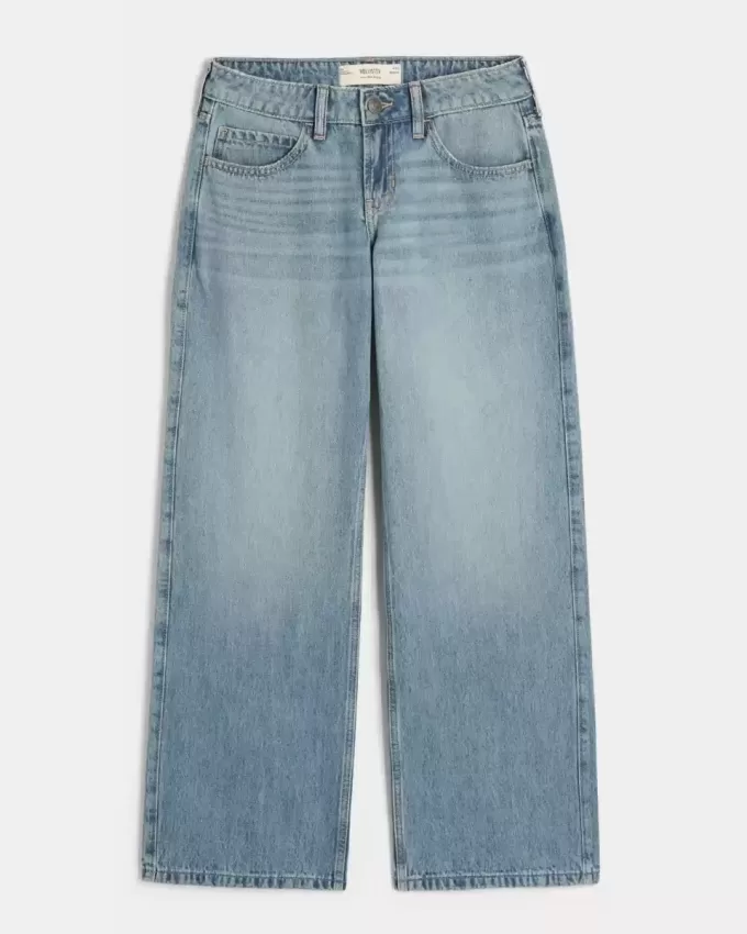Low-Rise Medium Wash Baggy Jeans