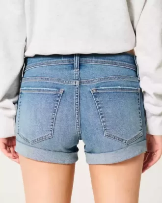Low-Rise Medium Wash Denim Shortie Shorts