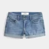 Low-Rise Medium Wash Denim Shortie Shorts