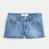 Low-Rise Medium Wash Denim Shortie Shorts Low-Rise Medium Wash Denim Shortie Shorts