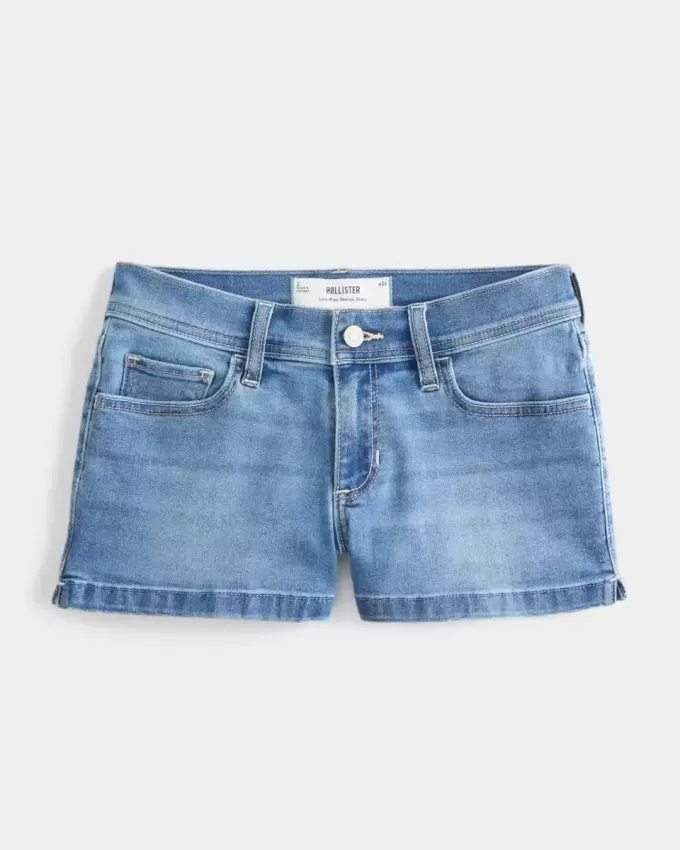 Low-Rise Medium Wash Denim Shortie Shorts Low-Rise Medium Wash Denim Shortie Shorts