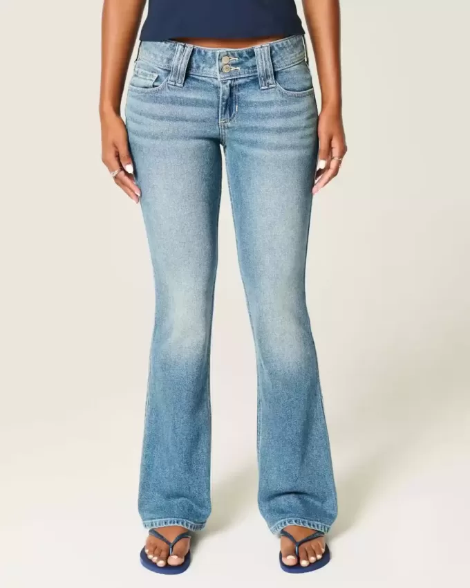 Low-Rise Medium Wash Embroidered Florals Bootcut Jeans