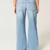 Low-Rise Medium Wash Floral Embroidery Baggy Jeans