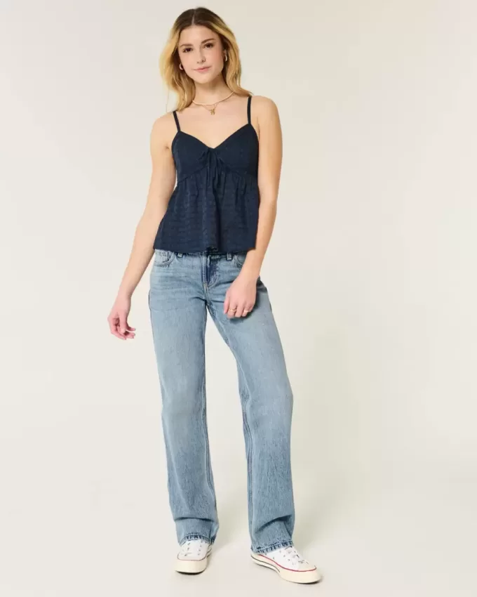 Low-Rise Medium Wash Loose Jeans