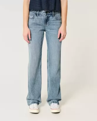 Low-Rise Medium Wash Loose Jeans