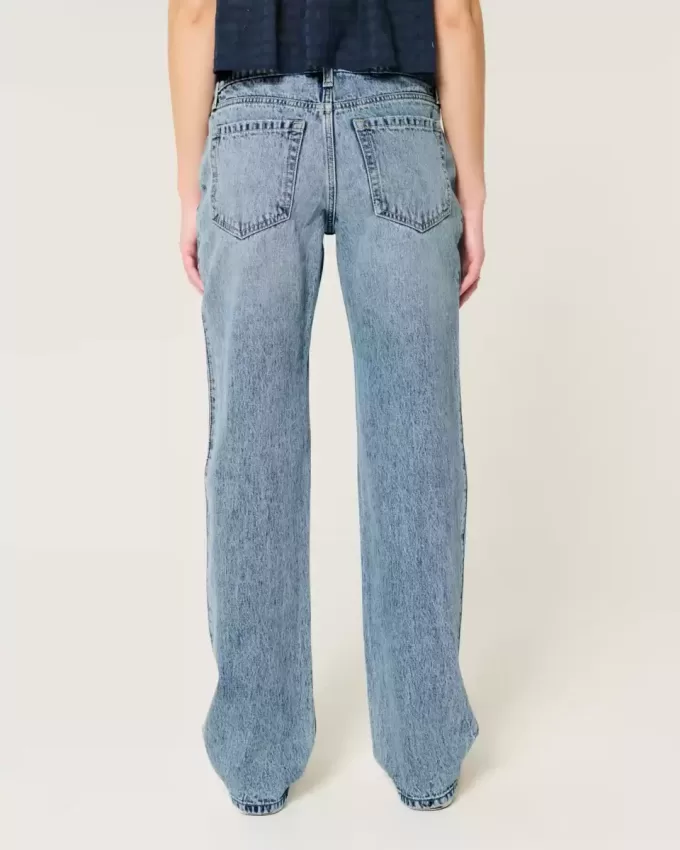 Low-Rise Medium Wash Loose Jeans