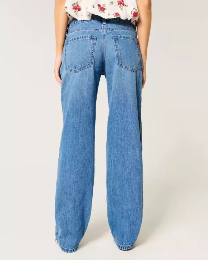 Low-Rise Medium Wash Loose Jeans