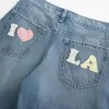 Low-Rise Medium Wash Los Angeles Graphic Baggy Jeans