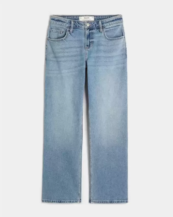 Low-Rise Medium Wash Relaxed Straight Jeans