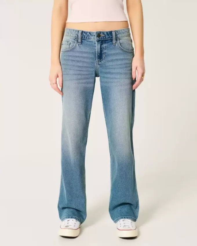 Low-Rise Medium Wash Relaxed Straight Jeans