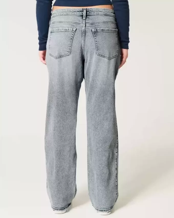 Low-Rise Medium Wash Relaxed Straight Jeans