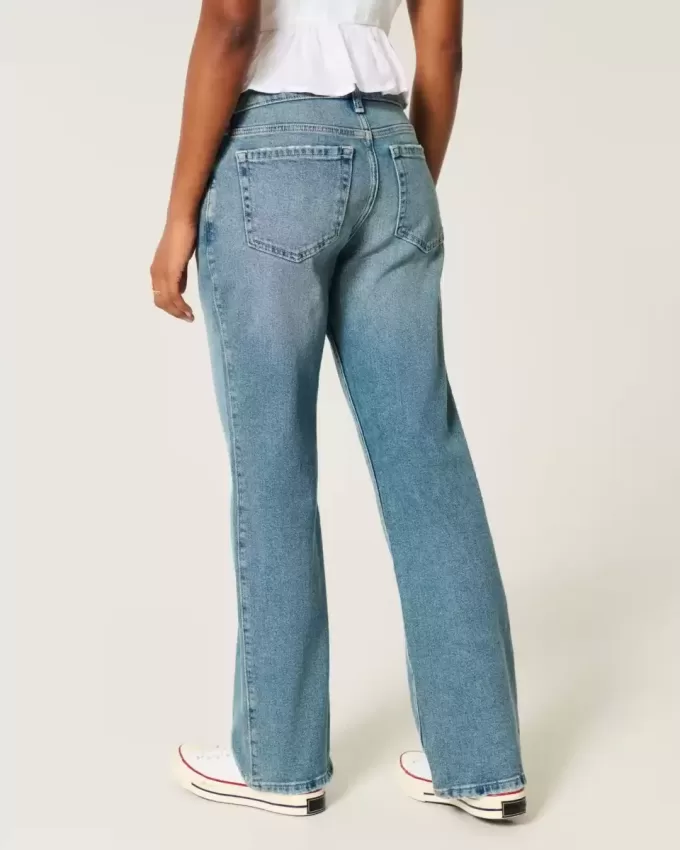 Low-Rise Medium Wash Relaxed Straight Jeans