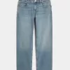 Low-Rise Medium Wash Relaxed Straight Jeans