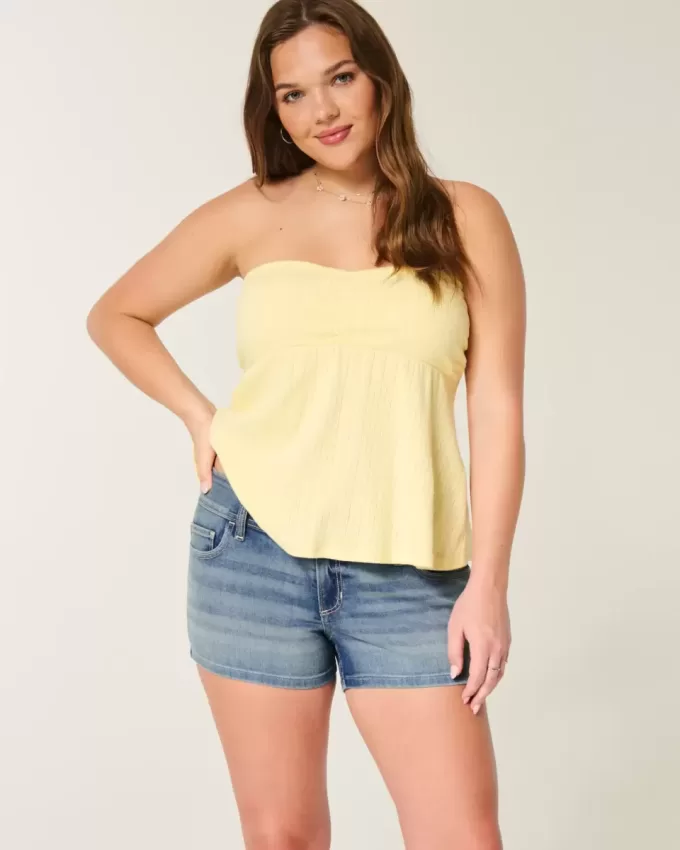Low-Rise Medium Wash Shortie Shorts