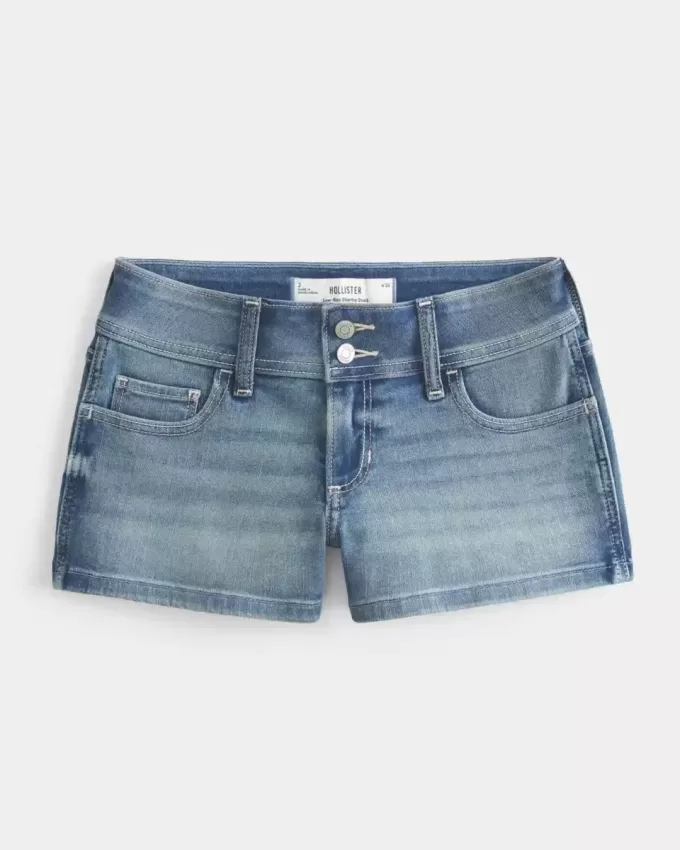 Low-Rise Medium Wash Shortie Shorts