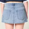 Low-Rise Medium Wash Star Applique Denim Mini Skort