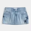 Low-Rise Medium Wash Star Applique Denim Mini Skort