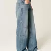 Low-Rise Medium Wash Star Graphic Baggy Jeans