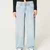 Low-Rise Medium Wash Tapered Baggy Jeans