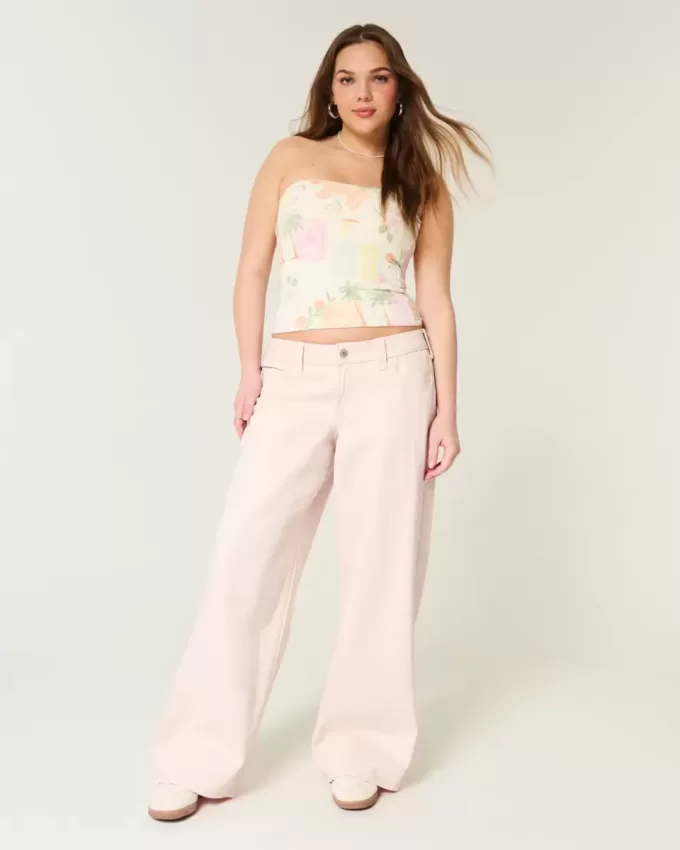 Low-Rise Pink Super Baggy Jeans