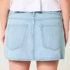 Low-Rise Railroad Stripe Denim Mini Skort