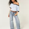 Low-Rise Ripped Light Wash Baggy Jeans