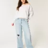 Low-Rise Ripped Light Wash Baggy Jeans