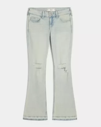 Low-Rise Ripped Light Wash Bootcut Jeans