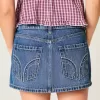 Low-Rise Studded Denim Mini Skort