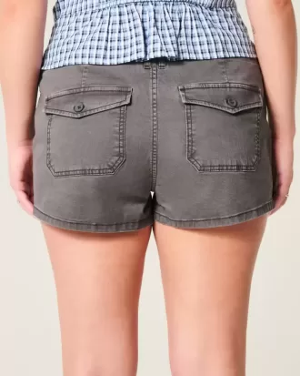 Low-Rise Twill Shortie Shorts