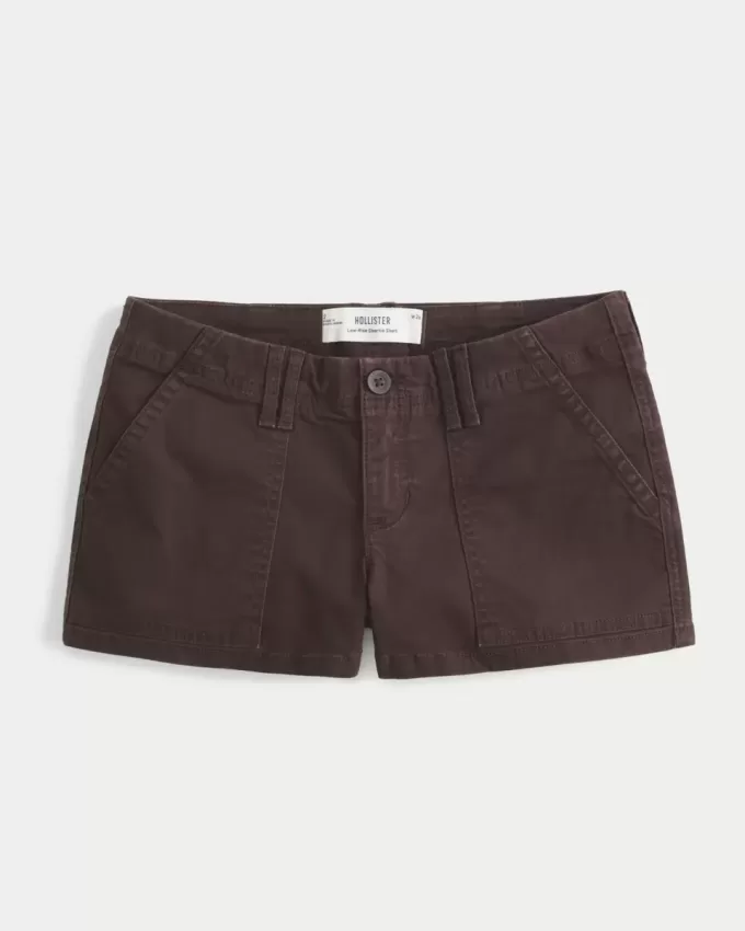 Low-Rise Twill Shortie Shorts
