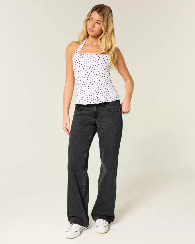 Low-Rise Washed Black Baggy Jeans