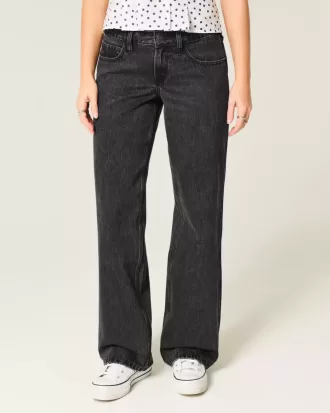 Low-Rise Washed Black Baggy Jeans