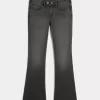 Low-Rise Washed Black Bootcut Jeans