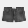 Low-Rise Washed Black Denim Shortie Shorts Low-Rise Washed Black Denim Shortie Shorts